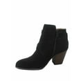 thumbnail image 2 of Groovy Women's Side Zip Almond Toe Straps Western Chunky High Heel Booties Shoes (Black, 5.5), 2 of 3