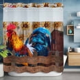 thumbnail image 3 of No Hook Shower Curtain with Snap in Fabric Liner Set- Farm Watercolor Chicken Sunflowers Bathroom Curtains with See Through Mesh Top Window, Retro Wood Board Waterproof Double Shower Curtain 72x84In, 3 of 9