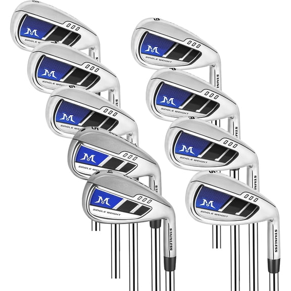 Mazel Single Length Golf Irons Right-Handed Stiff Flex Stainless Steel Set