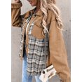 thumbnail image 3 of SHAR Women's denim jacket, long sleeve plaid button down shirt jacket, 3 of 5