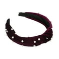 thumbnail image 5 of Unique Bargains 1 Pc Bling Twisted Faux Pearl flannelette Headband Headwear Hairband for Women 1.2 Inch Wide Wine Red, 5 of 7