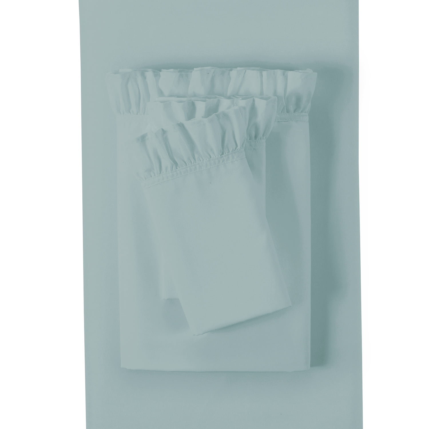 Simply Shabby Chic Solid Ruffle 4-Piece Soft Sea Green Washed Microfiber Bed Sheet Set, King
