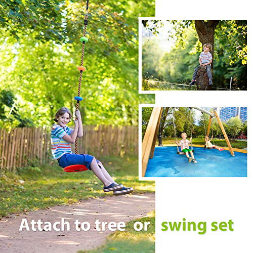 Dolowee Climbing Rope Tree Swing with Platforms and Disc Swings Seat Set -  Playground Backyard Swingset Accessories Outdoor for Kids - Swing Outside  