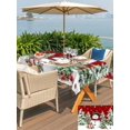thumbnail image 4 of Outdoor Tablecloth with Umbrella Hole and Zipper, Red Christmas Rectangle Table Cloth 60x102 Inch Waterproof Tablecloth, Xmas Snowman Trees Watercolor Snowflakes Picnic Table Cover for Patio Camping, 4 of 7