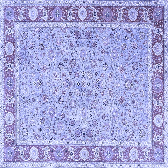 Ahgly Company Machine Washable Indoor Square Persian Blue Traditional Area Rugs, 3' Square