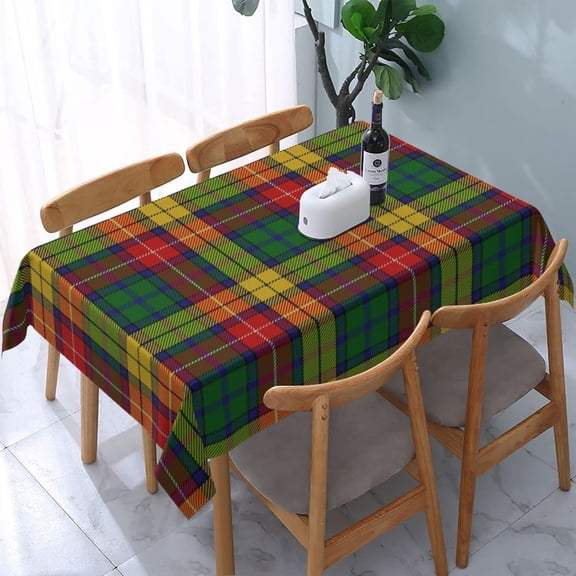 Tablecloth Rectangle Taste of Scotland Clan Buchanan Tartan Plaid Polyester Fabric Table Cloth, Water Resistant & Wrinkle Free Table Cover for Kitchen and Dining Room Tabletop 60"x84" (4-6 Seats)