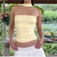 thumbnail image 4 of Tops de Tubo Y2K para Mujer, Sin Tirantes, Sin Mangas, para Salir, Ajustados, Sin Espalda, Estilo Bandeau, Ropa Estética. Amarillo L, 4 of 10