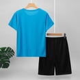 thumbnail image 4 of Bainana Boys Summer Casual Clothes Child Short Sleeve Tee And Matching Shorts Outfit Set Breathable Lightweight Big Boys Everyday Activewear Set Blue 12-13 Years, 4 of 5
