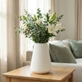 thumbnail image 3 of REGALWOVEN Acrylic Wide Mouth Conic Flower Vase Tall Clear Plastic Trumpet Vase, Unbreakable Large Centerpiece Wedding Party Creamy White 6.5"L x 6.5"W x 7.9"H, 3 of 5