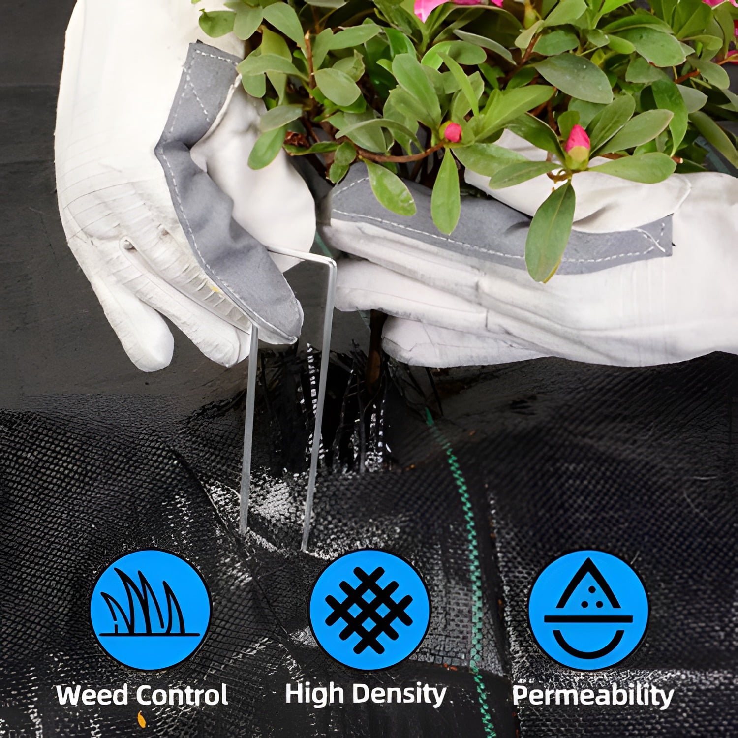 Woven Weed Barrier Landscape Fabric Durable Long-Lasting for Garden Flower Beds