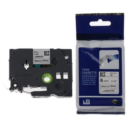 3D Printer Label Tape for Brother TZ211 TZe211 Black on White 6mm Laminated Tape