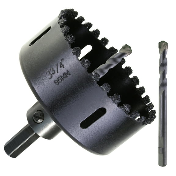 WOWSUPM 3-3/4" Carbide Grit Hole Saw Cutting Air Brick Stucco Hardy Plank Drywall Cement Board with Pilot Drill Bits Up to 3X Long Life