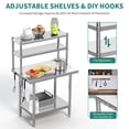 thumbnail image 4 of Dextrus Stainless Steel Table with Overshelves, 30" X 24" Work Table with 30" X 12" Shelf, Metal Table Prep Table for Home Kitchen Restaurant Garage Warehouse, 4 of 8