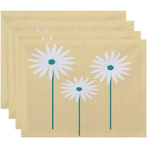 Simply Daisy 18" x 14" Daisy May Floral Print Placemats, Set of 4