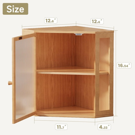 Corner Bread Box for Kitchen Countertop, Double Layer Large Capacity Bamboo Storage Bin with Acrylic Door (Natural, Extra Large)