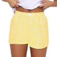 thumbnail image 2 of Yellow Womens Pants Shorts Cute Soft Elastic Low Waist Plaid Print Button Front Pajama Bottoms Boxer Shorts Sleepwear Casual Pants Women, 2 of 6