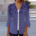 thumbnail image 2 of WXLWZYWL Womens Summer Tops 2023 Clearance Women Summer 3/4 Sleeve Cardigan Solid Color Casual Blouse Tops Purple, 2 of 5