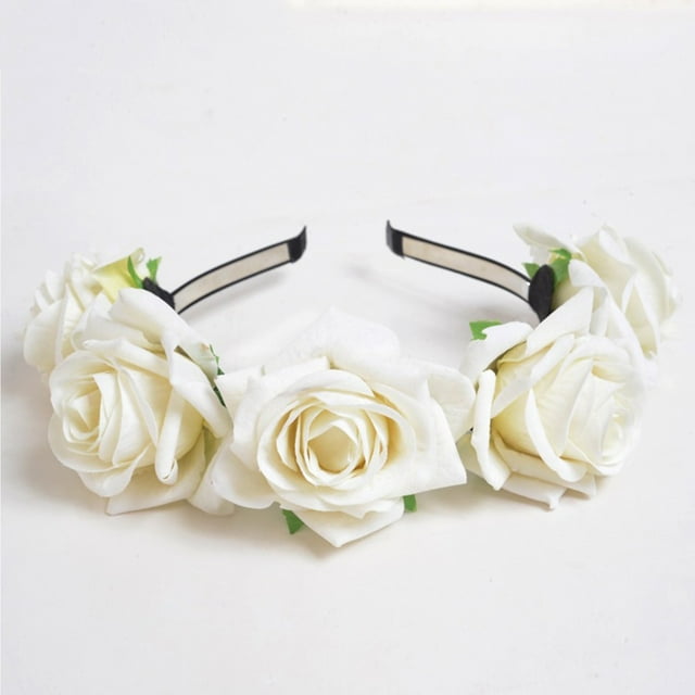 Fiudx Diadema Floral para San Valentín, Diseño Romántico de Rosas, Ajuste Cómodo y Elástico, Accesorio para Festivales, 14,5 Cm de Diámetro, Tela.