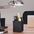 thumbnail image 5 of Porta lápices cuadrados de cuero PU, taza, organizador de papelería de escritorio, caja contenedora de accesorios de oficina (negro), 5 of 5