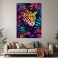 thumbnail image 6 of Mudket Framed Colorful Leopard Canvas Wall Art, Neon Jungle Animal Print Wall Decor, Trendy Wildcat Pictures Ready to Hang for Bedroom - 12"L x 8"W, 6 of 10
