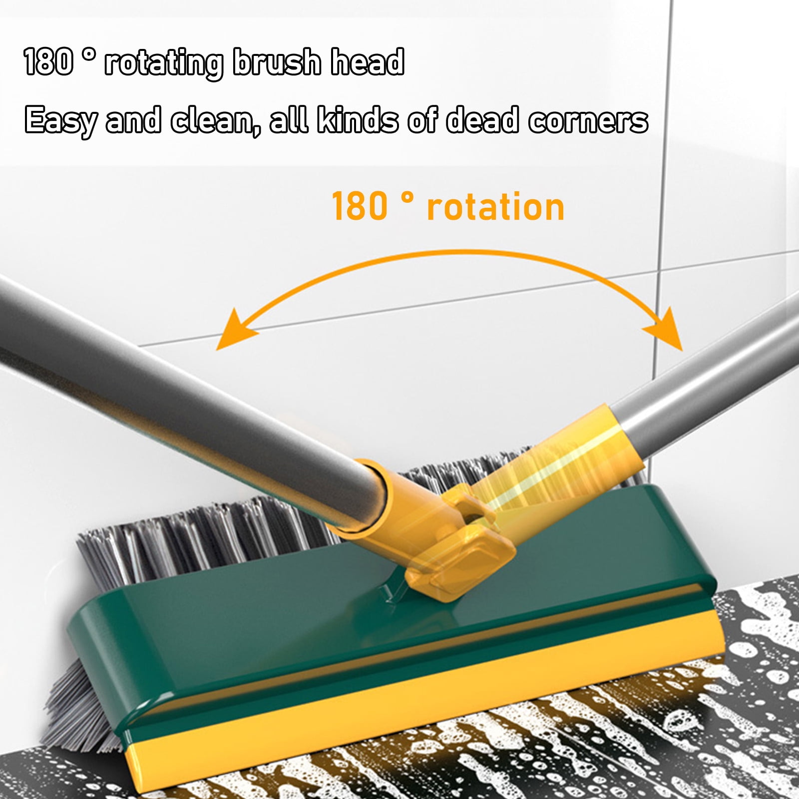 Brosse à Récurer 2 En 1 Avec Raclette Et Manche Long - Nettoyage Sols, Joints Et Terrasse