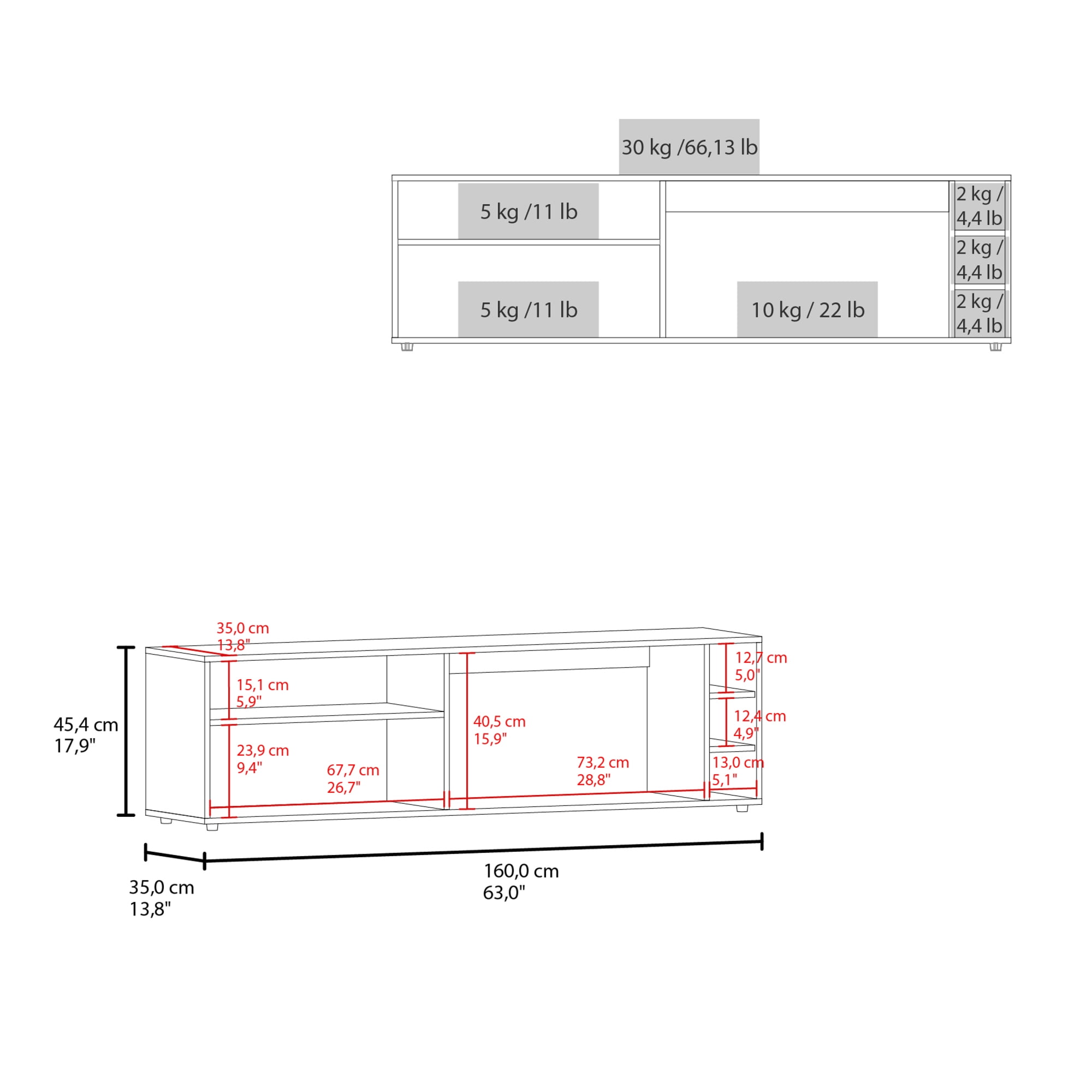 TV Stand for 70" Screen with Open Storage Cube