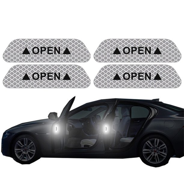 4 Unids/Set Pegatinas De Puerta De Coche Universal Marca De Advertencia De Seguridad Abierta Cinta Reflectante Alta Para Accesorios De Automóviles Casco De Bicicleta Exterior
