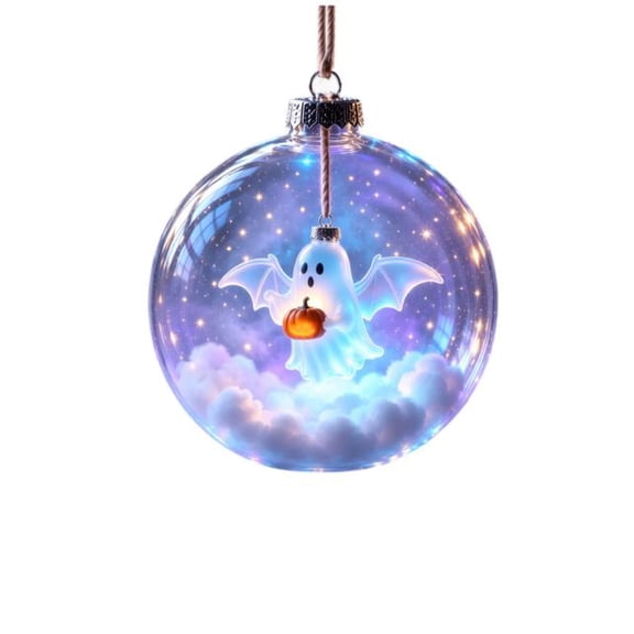 Glowing Halloween Ornament Decor – Hanging Resin Figurines with Battery Operated Lights, Wonderful for Tree Decoration or Window Display to Welcome Trick-or-Treaters (G)