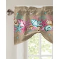 thumbnail image 2 of Tie Up Valance Curtain for Kitchen,Summer Marine Life Pink Starfish Rod Pocket Short Curtains Adjustable Tie-Up Shade Valances,Shell Coral on Linen Window Treatment for Bathroom Living Room Bedroom, 2 of 8
