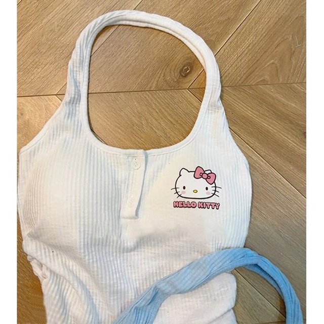 Camisetas sin mangas rosas de Hello Kitty Sanrio para mujer, chaleco de estilo coreano, Tops con sujetador para niñas calientes, ropa interior de punto, regalos 2023