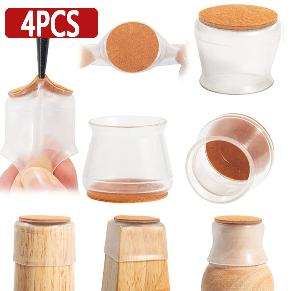 4Pc Silicone Chair Leg Floor Protectors,Clear Chair Leg Floor