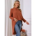 thumbnail image 4 of DARING DIVA Women's High Low Asymmetrical Hem Dressy Casual Blouse Brick Red S, 4 of 8