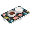 thumbnail image 2 of Dog Food Mats for Floors, 16"x24" Non-Slip Super Absorbent Pet Food Mat, Dishwasher Dog Mat for Food and Water, Cute Rubber Pet Feeding Mat for Dog Cat(Black Flower), 2 of 6