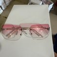 thumbnail image 3 of Rimless Gradient Lens Fashion Sunglasses Inlaid Rhinestone Butterfly Metal Decoration Lightweight Thin Metal Temples UV Protection Sports Driving Casual Eyewear(Purple-13.3cm), 3 of 5