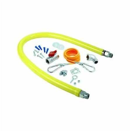 T&S Brass - Gas Hose, Free Spin Fittings, 3/4'' NPT, 48'' Long, Includes Installation Kit