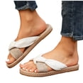thumbnail image 7 of Wensltd Flat Sandals Women Elegant Sandals Cloth Upper Open Toe Soft Sole Casual Outdoor Walking Beach Vacation Wear Khaki, 7 of 7