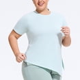 thumbnail image 2 of Tamaño Más Suelto para las Mujeres Color Sólido Cuello Redondo Manga Corta Suelto Tops Ropa de Yoga Camisa, 2 of 5