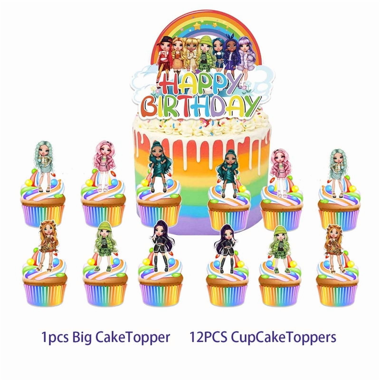 Rainbow High Dolls Treat Bags Candy Decorations Party Favor Supplies Birthday Cake Topper Backdrop Banner