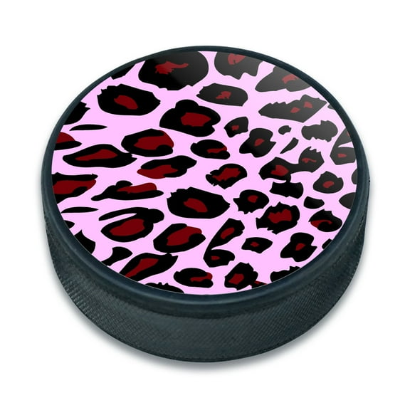 Leopard Animal Print Pink Ice Hockey Puck