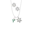 thumbnail image 2 of Delight Jewelry White Carnation Flower Silver tone Snowflake Charm Necklace and Stud Earrings, 2 of 4