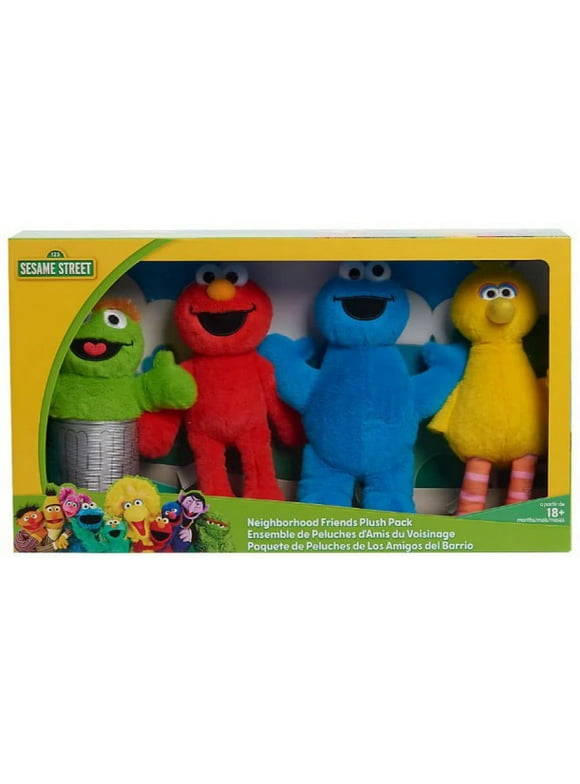 Sesame Street Oscar the Grouch, Elmo, Cookie Monster & Big Bird Plush 4-Pack