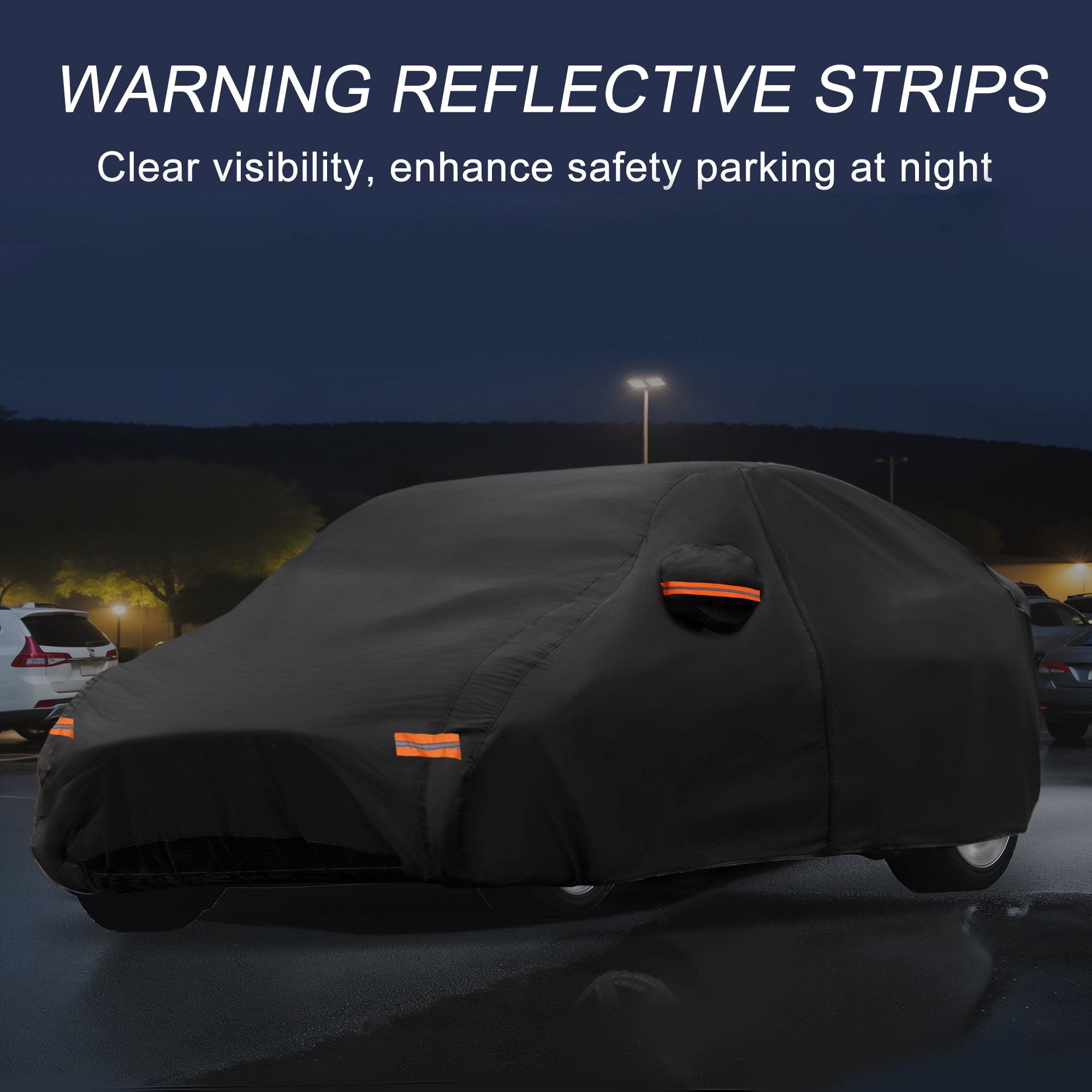 Unique Bargains Aluminum Film Outdoor Full Car Cover with Driver Door Zipper Black for Kia K5 196.85"x72.83"x51.18"