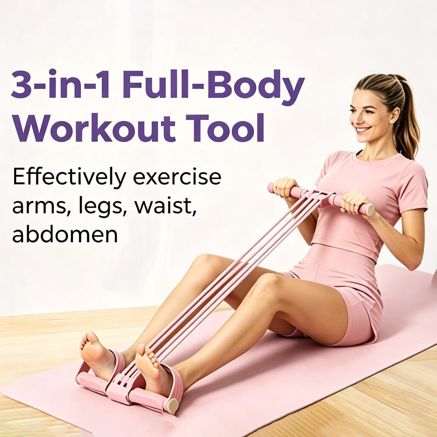 Pedal Resistance Bands with Handles, 2026 Upgraded 8 Tube Natural Rubber Multifunction Tension Rope for Full Body Workout, Manual Tension Training Pedal