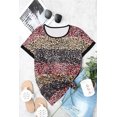 thumbnail image 1 of ABPHQTO Camiseta de mujer colorblock rayas leopardo, 1 of 5