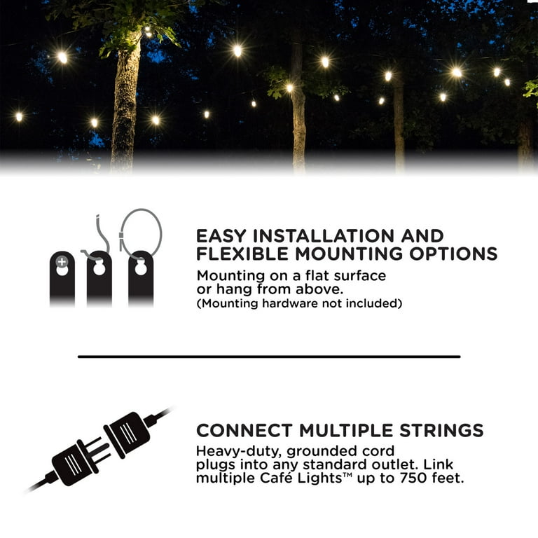 24 ft., 12-Bulb Shatterproof Outdoor LED String Lights, Black