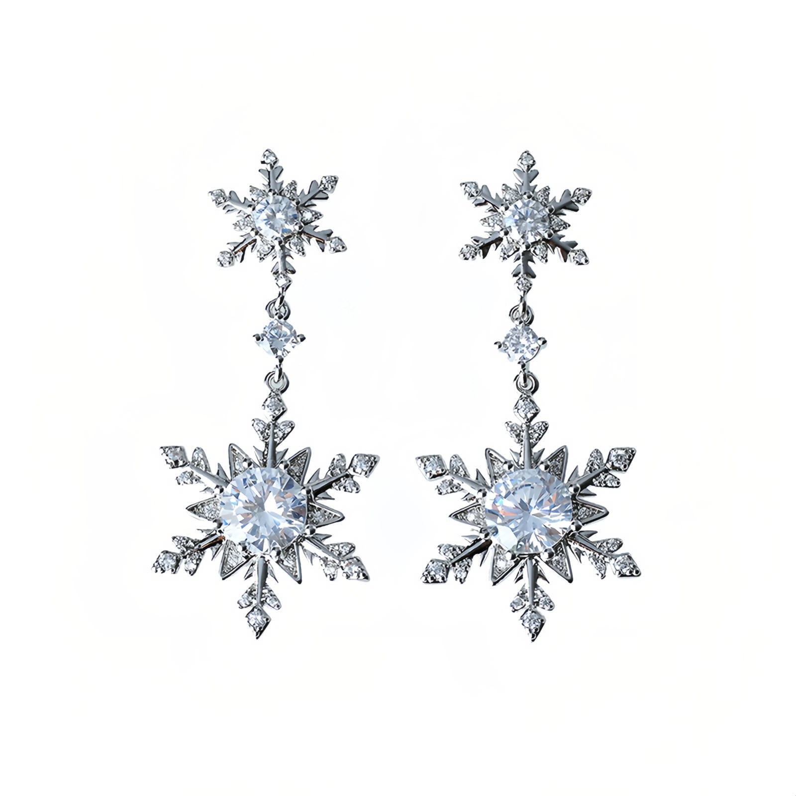 Midir&Etain Fashion Snowflake Earrings 18K White Glod Plated Christmas Snowflake Best Jewelry Gift Christmas Birthday Day Gift For Her/Wife/Mom