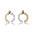 thumbnail image 1 of Aretes de oro 14k GIALLO Broquel GIALLO COLLECTION One de oro blanco y amarillo con circonia, 1 of 5