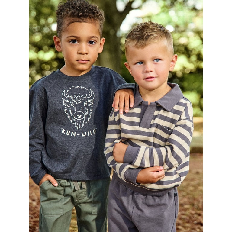 Modern Moments by Gerber Toddler Polo Sweatshirt & Pant Set photo 2
