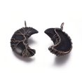 thumbnail image 2 of 3pcs Obsidian Tree of Life Wire Wrapped Pendants with Brass Findings Crescent Moon Red Copper 44~46x26~32x12.5mm Hole: 6.5x4.5mm, 2 of 2