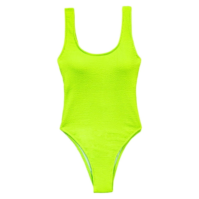 Traje de baño sexy para mujer Macarena Espalda baja con almohadillas pecho control de barriga Amarillo fluorescente